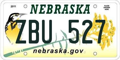 NE license plate ZBU527