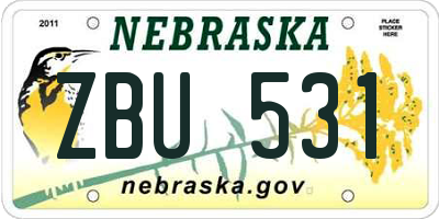 NE license plate ZBU531