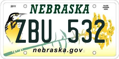 NE license plate ZBU532