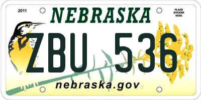 NE license plate ZBU536