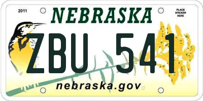 NE license plate ZBU541