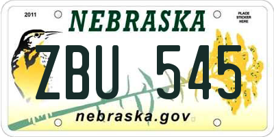 NE license plate ZBU545