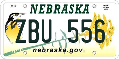 NE license plate ZBU556
