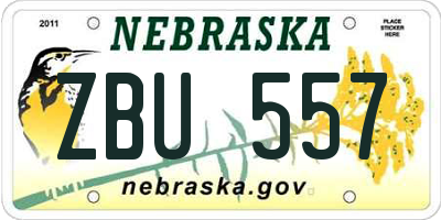 NE license plate ZBU557