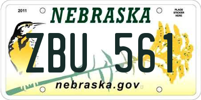 NE license plate ZBU561