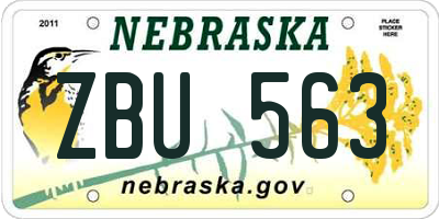 NE license plate ZBU563