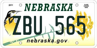 NE license plate ZBU565