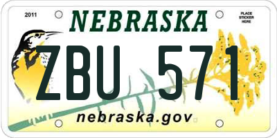 NE license plate ZBU571
