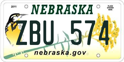 NE license plate ZBU574