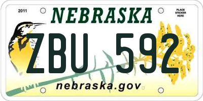 NE license plate ZBU592