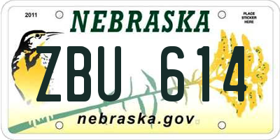 NE license plate ZBU614