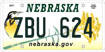 NE license plate ZBU624