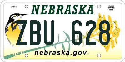 NE license plate ZBU628