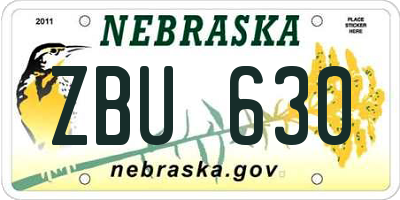 NE license plate ZBU630