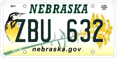 NE license plate ZBU632