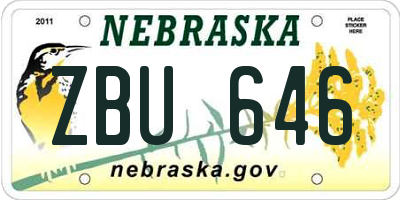 NE license plate ZBU646