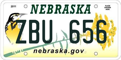 NE license plate ZBU656