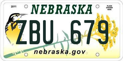 NE license plate ZBU679