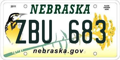 NE license plate ZBU683