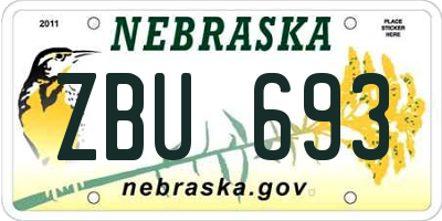 NE license plate ZBU693