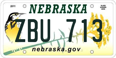 NE license plate ZBU713
