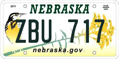 NE license plate ZBU717