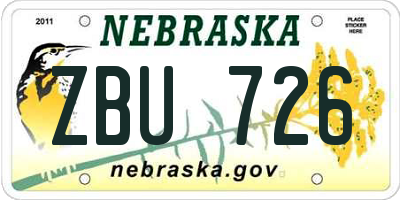 NE license plate ZBU726