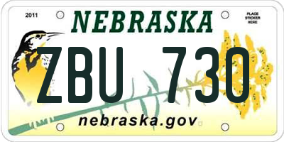 NE license plate ZBU730