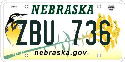 NE license plate ZBU736