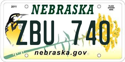 NE license plate ZBU740