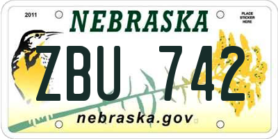 NE license plate ZBU742