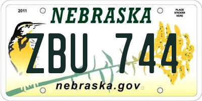 NE license plate ZBU744