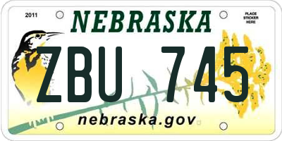 NE license plate ZBU745