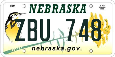 NE license plate ZBU748