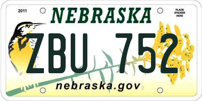 NE license plate ZBU752