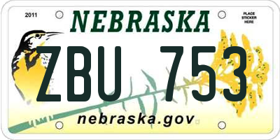 NE license plate ZBU753