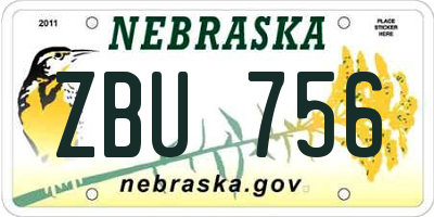 NE license plate ZBU756