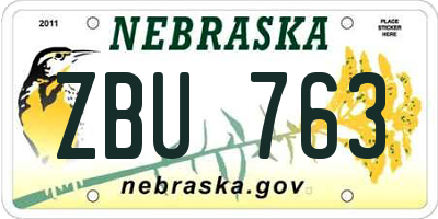 NE license plate ZBU763