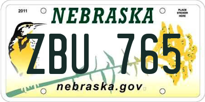 NE license plate ZBU765