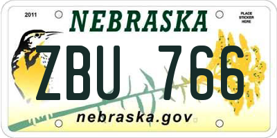 NE license plate ZBU766