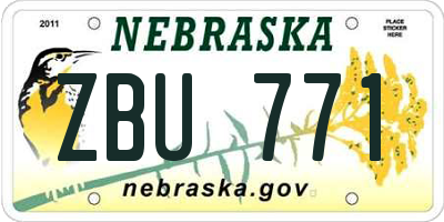 NE license plate ZBU771