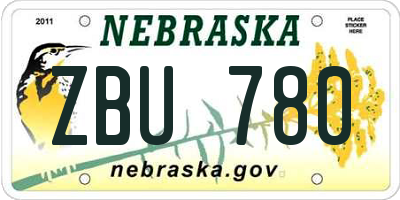 NE license plate ZBU780