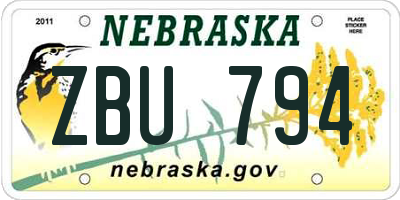 NE license plate ZBU794