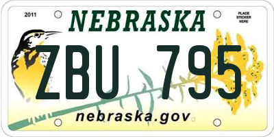NE license plate ZBU795