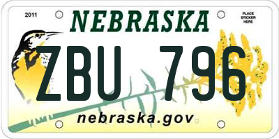 NE license plate ZBU796
