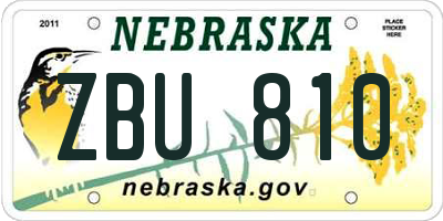 NE license plate ZBU810