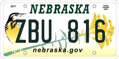 NE license plate ZBU816