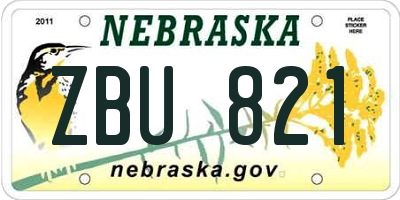 NE license plate ZBU821