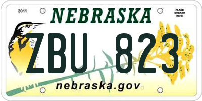 NE license plate ZBU823