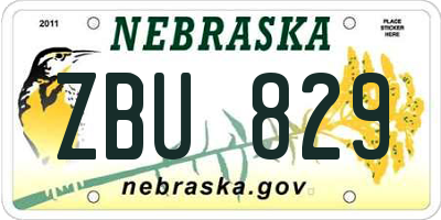 NE license plate ZBU829